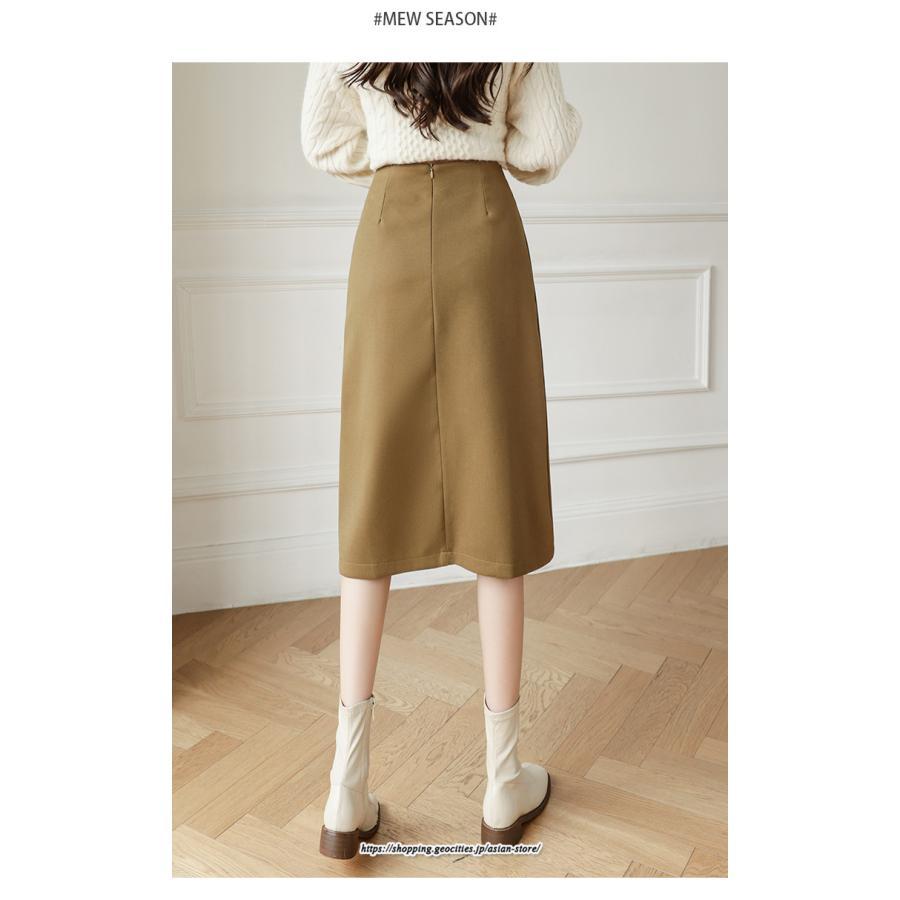 スカート | レディース 秋 冬 秋冬 ミモレ丈 膝丈 ロング 無地 ミディアム丈 ひざ丈 送料無料 Aライン ハイウエスト おしゃれ 通勤 通学 ラシャ 2022年秋冬 暖か