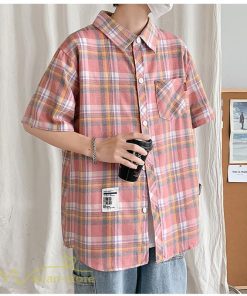 シャツ | ライトアウター 半袖 メンズ 男性着 ポケット おしゃれ 半袖ゆったり ワイド日常感 チェック柄 人気 XXXXL 着回し 上品 大きいサイズ おしゃれ