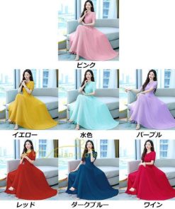 マキシ | リゾートワンピース レディース サマードレス ロング マキシ丈 半袖 ゆったり 体型カバー 20代 30代 40代 50代 無地 お出かけ 通勤通学 着痩せ 夏物 カジュアル