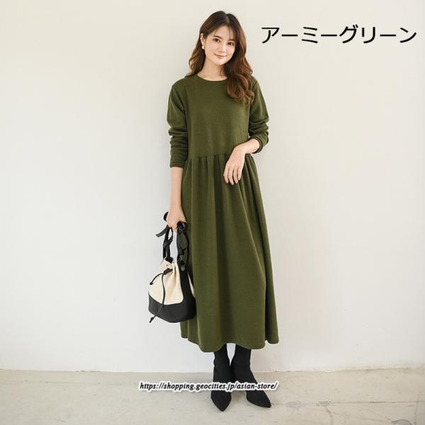マキシ | ワンピース レディース ウエスト切替 スウェット素材 ロングワンピース タック入 L XL XXL シンプル カジュアル キレイめ 40代 通勤 オシャレ 50代 30代 20代
