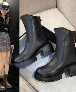 ショートブーツ | ブーツ レディース 軽量 歩きやすい おすすめ おしゃれ 厚底 レザー風 走れる 痛くない ファスナー トレンド 春 22.5cm-25cm 冬 秋