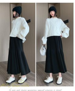 スカート | マタニティレディース 着痩せ リブニット 無地 マタニティウェア ウエスト調整 産前 産後 妊婦着 ハイウエスト 妊婦服 カジュアル Aライン