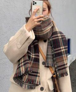 マフラー | チェック柄大判ストール 両面マフラー秋冬