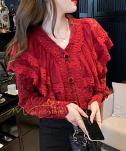 シャツ・ブラウス | ブラウス レディース きれいめ 40代 春秋新作 オシャレブラウス 無地シャツ 長袖トップス レースvネックブラウス 大人 通勤 50代 シャツ30代 ゆったり 着回し