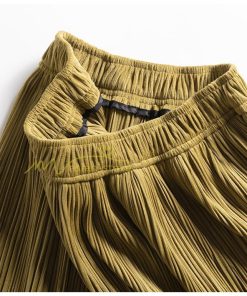 スカート | プリーツロングミモレ丈 ビロードAラインウエストゴム ハイウエスト 秋冬 無地 ゆったり 通学通勤 大人