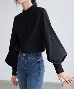 シャツ・ブラウス | シャツブラウス レディーストップス パフスリーブ 可愛い ビジネスカジュアルウェア エレガント 通学通勤 柔らか つや消しシャツ S L M 2020秋冬 XL 4色