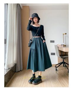 スカート | フレアロング レディース ボトムス ロングAライン ミモレ丈 かっこいい ハイウエスト オシャレ キレイめ 着痩せ