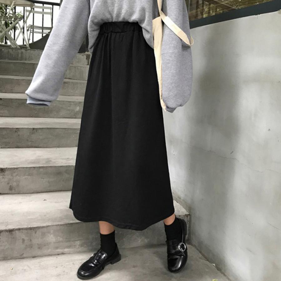 ロングスカート | Aライン フレアスカート黒