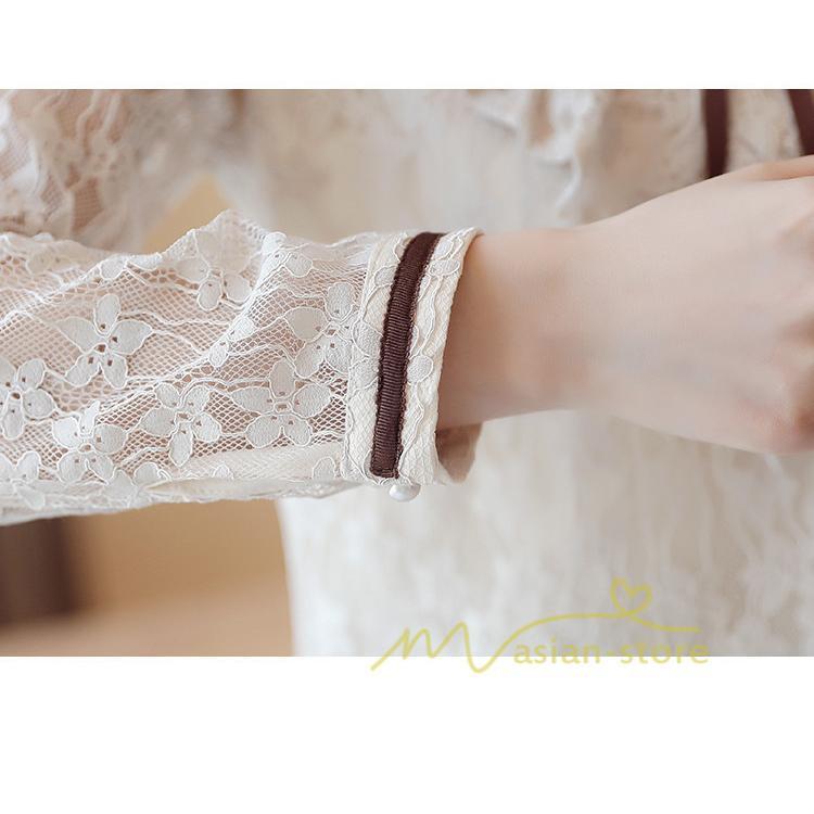 在庫ある | 短納期ブラウスレディースシャツ レースブラウス ビジネスカジュアルシャツトップス オフィスブラウス フォーマルシャツ 薄手 春夏衣装 通学通勤 リボン付き