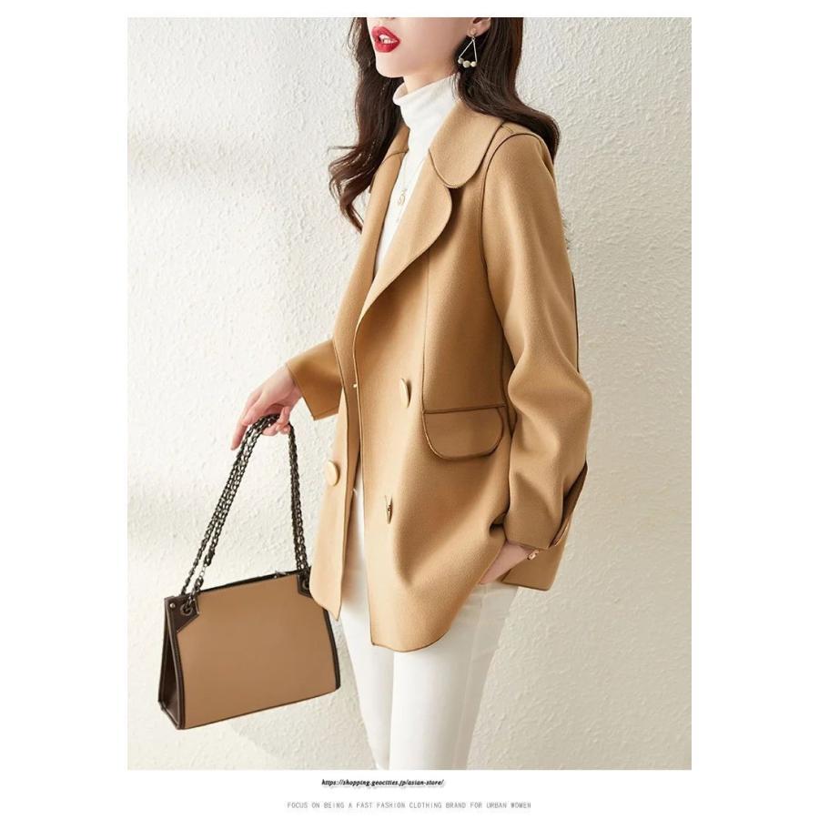 コート・ジャケット | テーラードジャケット レディース コート アウター 長袖 ミディアム丈 羽織り 春 秋 冬 無地 カジュアル ラシャ ダブルブレスト 秋 冬 あったか 通勤 通学