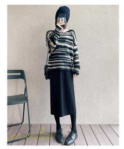 スカート | マタニティ秋 冬 レディース ニット妊婦服 産前 産後 着痩せ 裾口スリット 上品 マタニティウェア きれいめ ウエスト調整 コーデ