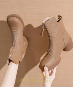 ショートブーツ | ブーツ レディース 厚底靴 疲れない 歩きやすい おしゃれ ファスナー 美脚 太ヒール カジュアル 通勤 高級感 個性的 通学 お出かけ 旅行