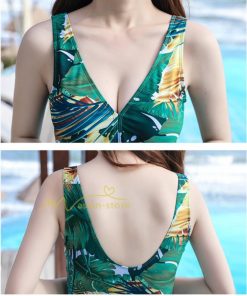 水着 | レディース ワンピース 体型カバー ママ オトナ女子 露出控えめ セクシー Vネック キャミソール 20代30代40代50代 リゾート プリント きれいめ カジュアル