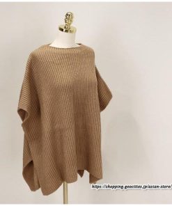 ニット・セーター | ニット レディース セーター 秋冬 春 トップス マント ポンチョ 重ね着風 大人 無地 ニットセーター 上品 サイドスリット プルオーバー ゆったり カジュアル