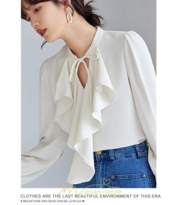 シャツ・ブラウス | ブラウス シャツ レディース 40代 上品 ブラウス きれいめ 通勤 OL ビジネス ゆったり 白 トップス 優雅 フェミニン シフォン 長袖 50代 20代 30代