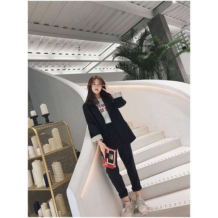 パンツスーツ | レディース 秋 春 テーラードジャケット カジュアルスーツ 30代40代 ゆったり 制服 OL フォーマル 事務服 オフィス