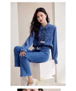 シャツ・ブラウス | デニムシャツ シャツ トップス レディース ブラウス 着痩せ デニム カジュアル エレガント 通勤 通学 オシャレ キレイめ 2022 上品 ナチュラル 秋服 可愛い