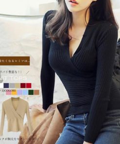 新作入荷アイテム | レディース ニットソー 長袖 プルオーバー トップス 韓国ファッション ニット きれいめ 秋冬 Vネック ニットセーター