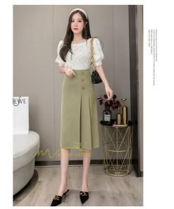 スカート | タイトボタン 膝下 ミディアム丈 ミモレ丈 キレイめ プリーツ通勤通学 ビジネス OL オフィス 春夏秋 2022新作 20代30代40代 着回し 無地人気