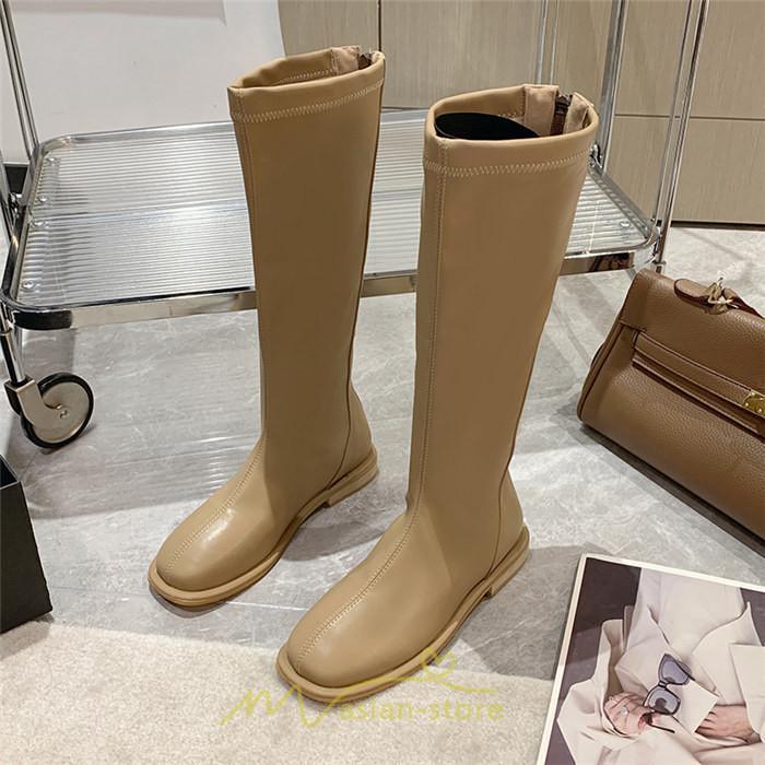 ロングブーツ | レディース ロング丈 太ヒール スクエアトゥ トレンド PU 黒 シンプル コスプレ 美脚 おしゃれ 歩きやすい 履きやすい 滑にくい かわいい