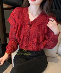 シャツ・ブラウス | ブラウス レディース きれいめ 40代 春秋新作 オシャレブラウス 無地シャツ 長袖トップス レースvネックブラウス 大人 通勤 50代 シャツ30代 ゆったり 着回し