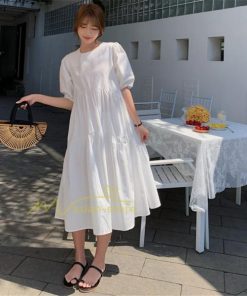 マキシ | ワンピース レディース 春夏 半袖ワンピース 40代 キレイめ ロングワンピース 無地 Aラインワンピース ゆったり オシャレ 20代30代 シンプル 韓国風 通勤 着痩せ