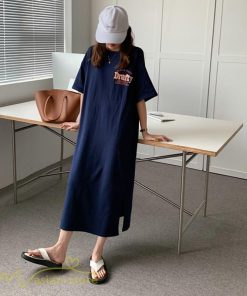 マキシ | ワンピース Tシャツ レディース Tシャツワンピース 夏 ロングTシャツ 裾口スリット カジュアル 5分袖 体型カバー 大きいサイズ カットソー カジュアル 着痩せ