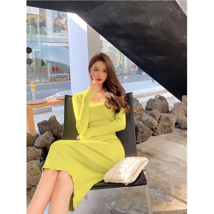 タイト | ニットワンピース長袖 タイトワンピース ストレッチワンピース 長袖ワンピース 膝丈 スリム お呼ばれ セクシーワンピース 上品 高級感 美ライン