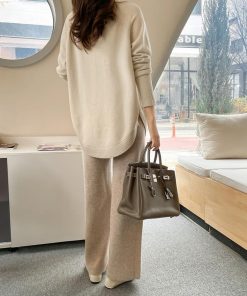 ニット・セーター | ニット レディース 秋冬 厚手 トップス セーター 秋服コーデ 長袖 ブランド裾 不規則 スリット ゆったり ニットセーター 大人 上品 ハイネック 無地 30代