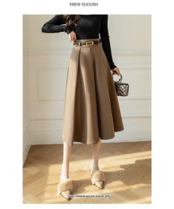 スカート | ロング秋 冬 レディース ボトムス ロング フレアAライン プリーツ 30代 40代 50代  ラシャ 送料無料 暖か 2022年秋冬 通勤 通学