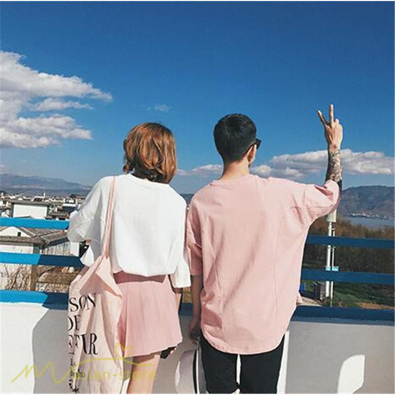 tシャツ・カットソー | Tシャツ カットソー 男女兼用 シンプル ゆったり 夏新作 サマー トップス レディース メンズ クルーネック おしゃれ 4色 黒 ピンク 白 カーキ 大きいサイズ