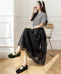 送料無料SALE | スカート 夏 Aラインスカート 切り替え 無地 ウエストゴム 膝下丈 ハイウエスト ミモレ丈 裏地付き プリンセス 可愛い 30代40代 サマー 女っぽい 軽量 ふんわり