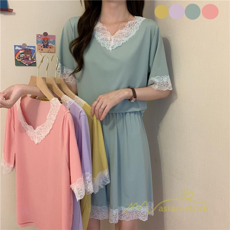 パジャマ ルームウェア | パジャマ レディース 夏 半袖 ルームウェア 涼しい 部屋着 ナイトウェア 寝間着 柔らかく軽い薄手の快適Tシャツパジャマ 部屋着 薄手パジャマ 上下セット