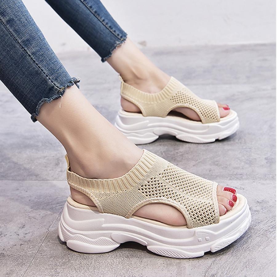 パンプス | 通気性 サンダル メッシュ 韓国風 歩きやすい 厚底 カジュアル レディース スポーツサンダル