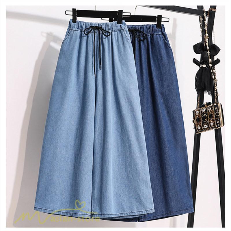 ジーンズ、デニム | ワイドパンツ レディース ガウチョパンツ デニム ゆったり デニムパンツ ジーンズ ジーパン 薄手 春秋コーデ 大きいサイズ ひも付き 女性着 日常感 上品 着回し
