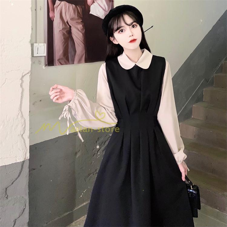 マキシ | ドッキングワンピース レイヤード風ワンピース ロングワンピース Aラインワンピース フェイク 切り替え 秋 レディース 30代40代50代 長袖ワンピ ワンピ