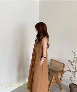 マキシ | ワンピース ノースリーブ 夏服 麻混 リネン混 春夏 カジュアル Aラインワンピース 綿麻 レディース フリーサイズ 夏 ロング丈 ギャザー きれいめ 無地