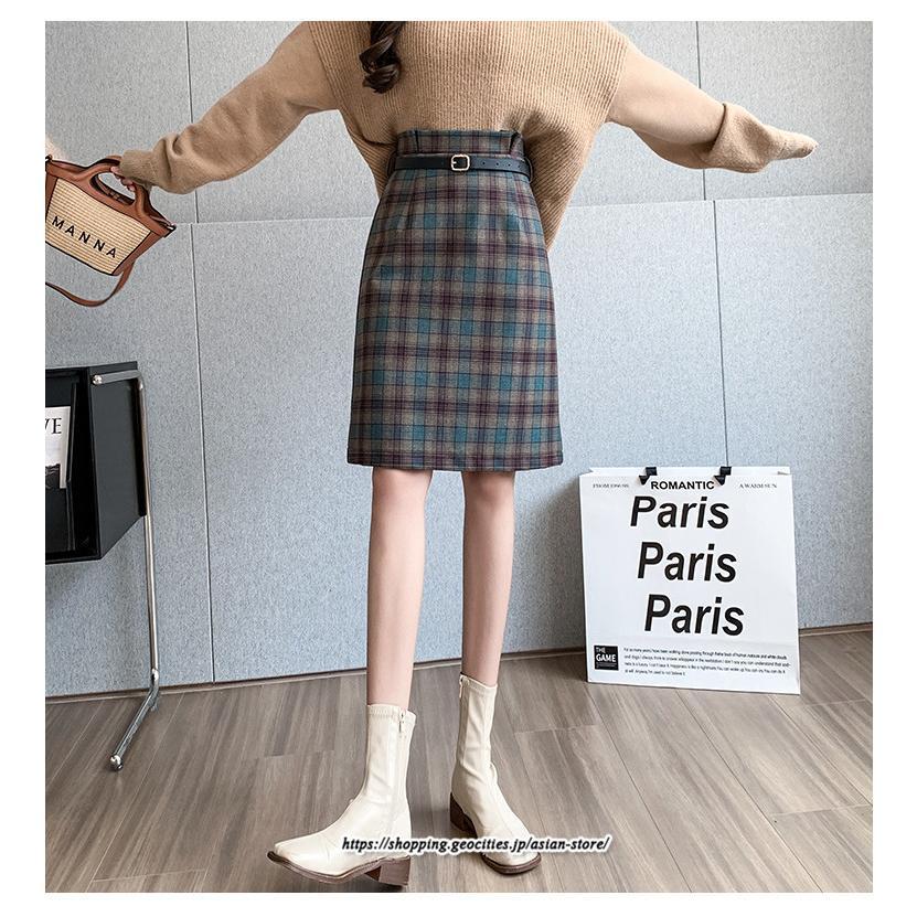 スカート | ミモレ丈 ひざ丈 レディース チェック柄 体型カバー 着痩せ Aライン ハイウエスト 上品 2022新作 通勤 秋冬コーデ オシャレ 韓国風 キレイめ