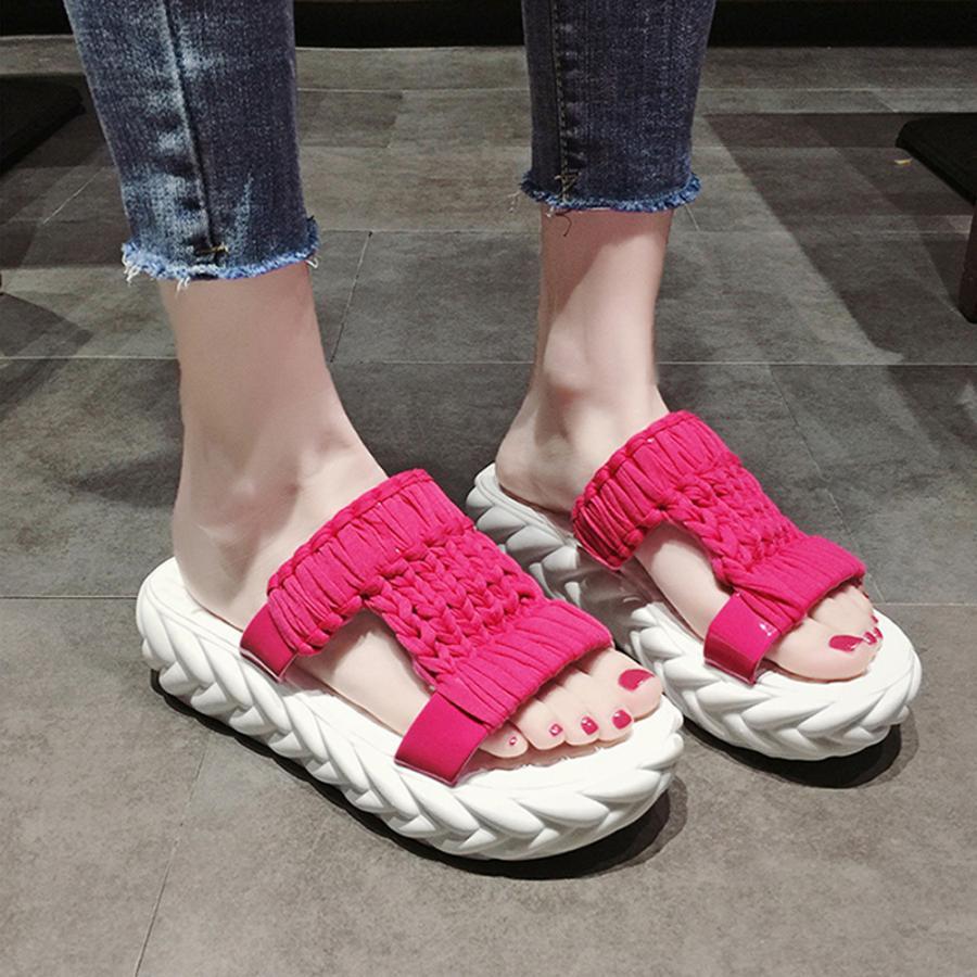 サンダル | 厚底メッシュ ニットサンダル