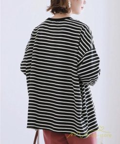 ｔシャツ・カットソー | ボーダー＆無地ビッグプルオーバー レディース トップス Tシャツ オーバーサイズ トレーナー 長袖 可愛い 20代30代40代 シンプル ゆったり ロングＴ