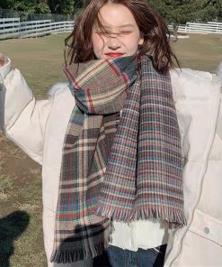 マフラー | チェック柄大判ストール 両面マフラー秋冬