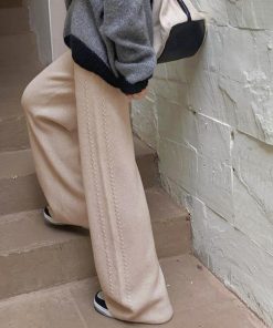 ワイドパンツ | ワイドニットパンツ 韓国風 ロングパンツ