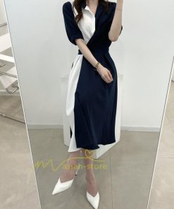 マキシ | ワンピース Aライン 夏ワンピース 春 夏 秋 半袖 ロング マキシ丈 ロングワンピース マキシワンピース 着痩せ エレガント 二次会 配色 上品 20代30代40代50代