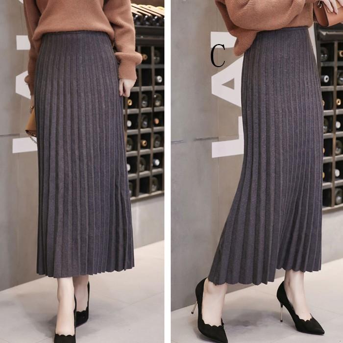 スカート | 短納期プリーツニットプリーツニットマキシニット ハイウェスト ロングAライン シンプル キレイめ 大人 無地