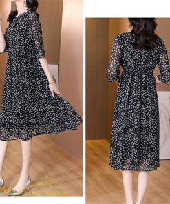 ミディアム | Aラインワンピース ワンピース 半袖 柄 フェミニン カジュアル 大きいサイズ 4L ワンピ きれいめ 夏新作 体型カバー 夏物 ミディアムワンピース 大人 フレア