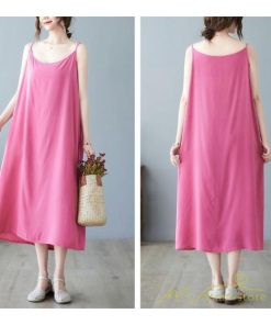 マキシ | キャミワンピ レディース 透け防止 インナーワンピース ミモレ丈 キャミソールワンピース 8色 綿 大きめ 40代50代 無地 ゆったり 20代30代 フェミニン