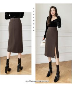 スカート | ロング 秋 秋服 レディース ボトムス ロングミモレタイト冬 スリット 無地 可愛い 着痩せ カジュアル キレイめ 韓国風