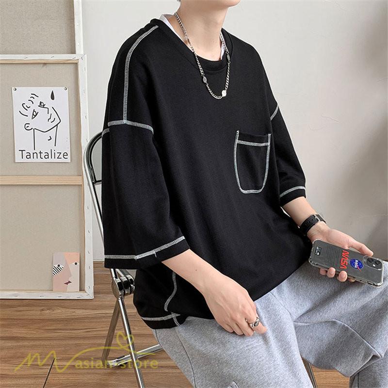 Tシャツ | 半袖メンズ カットソー ゆったり 半袖 カジュアル おしゃれ カジュアル 夏新作 体型カバー シンプル 30代 カッコウイイ ポケット 20代 無地