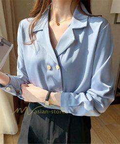 シャツ・ブラウス | ブラウス レディース 長袖ブラウス 春秋 オフィスブラウス 白vネック オシャレブラウス シフォントップス 韓国風 大人 上品 通勤OL ゆったりシャツ 50代 40代