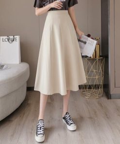 スカート | ミモレフレアAライン無地 エレガント 大きいサイズ 裾広い ハイウエスト 着痩せ 裏地付き 後ろファスナー レディース 通学通勤 体型カバー